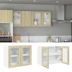 Durable Hanging Glass Cabinet 80x31x60cm Brown Kitchen Storage