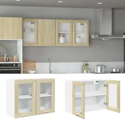 Durable Hanging Glass Cabinet 80x31x60cm Brown Kitchen Storage