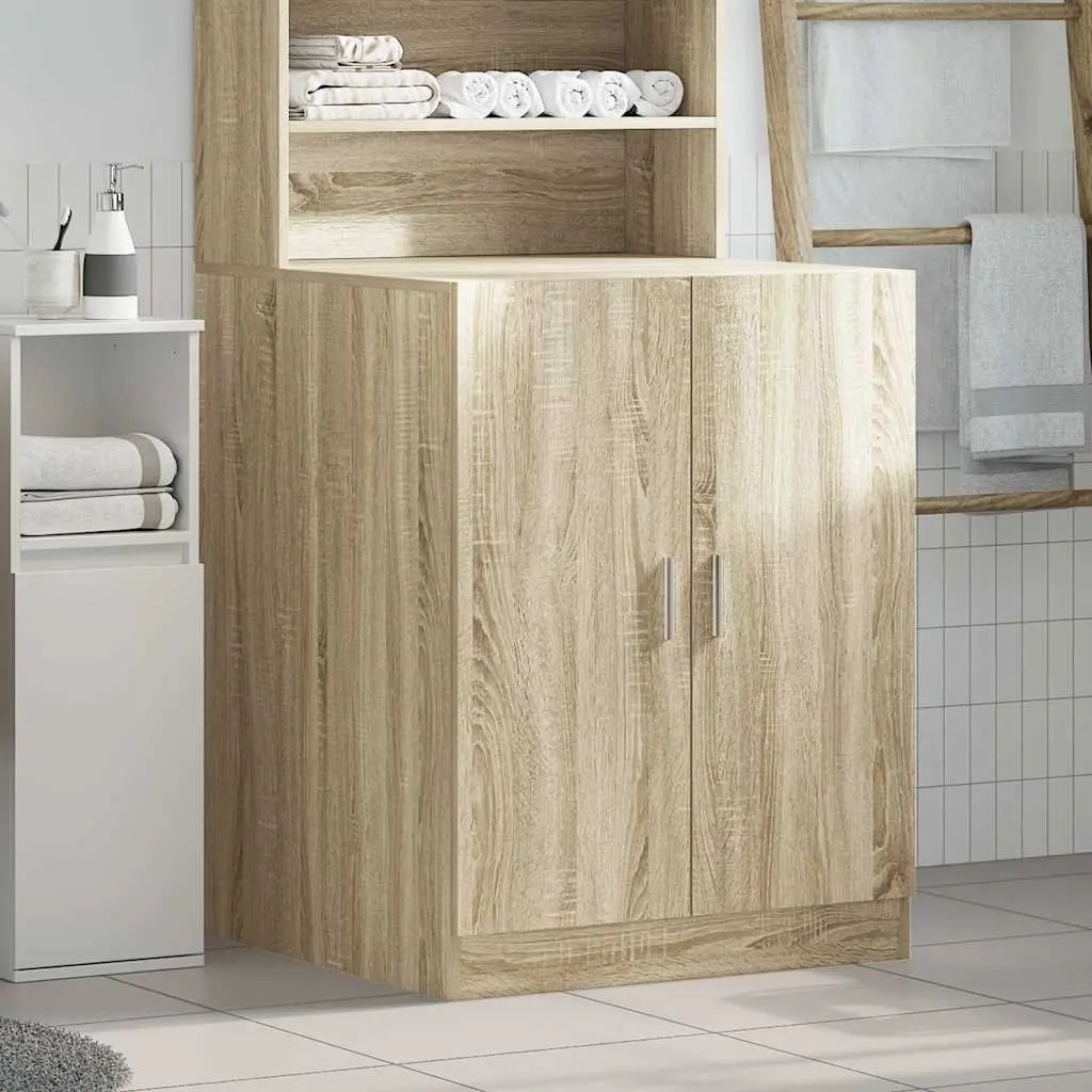 Washing Machine Cabinet Storage Unit Engineered Wood 71cm Sonoma Oak