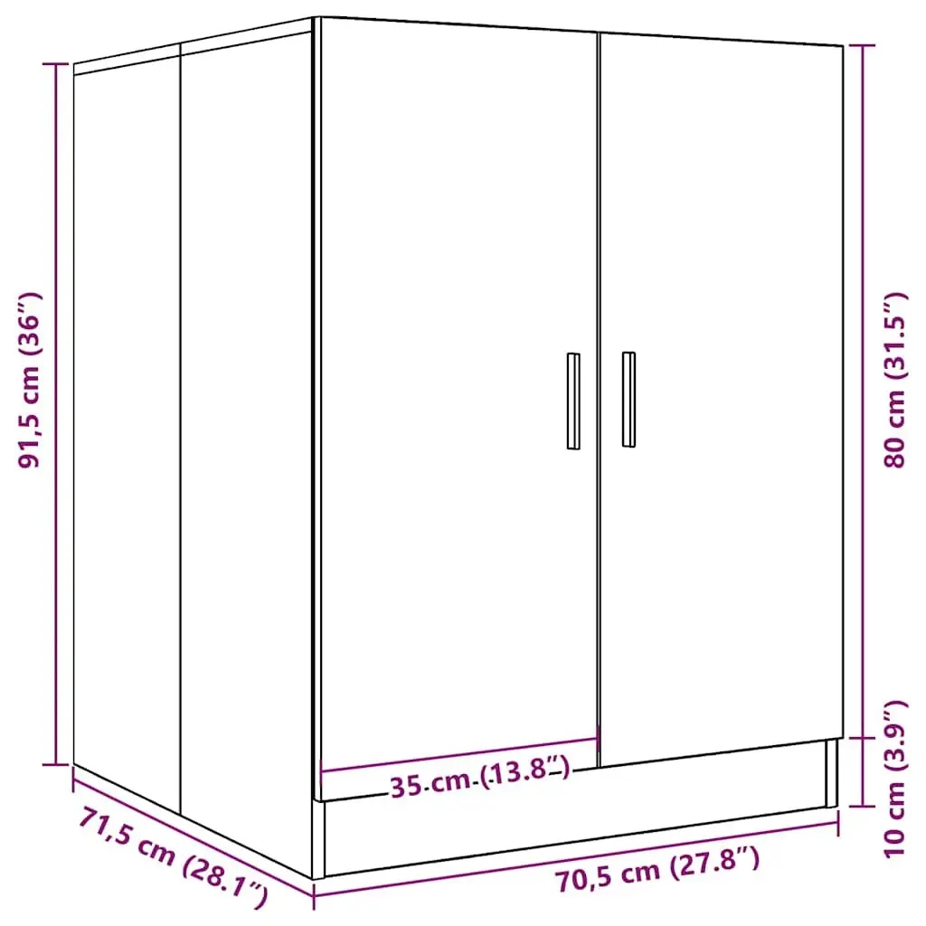 Washing Machine Cabinet Storage Unit Engineered Wood 71cm Sonoma Oak