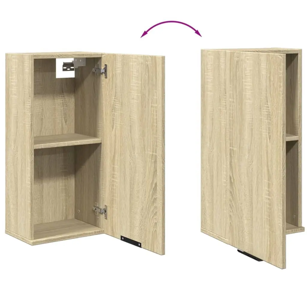 Bathroom Cabinet Engineered Wood 32W x 20D x 67H cm Brown Sonoma Oak Wall-Mounted Storage Unit