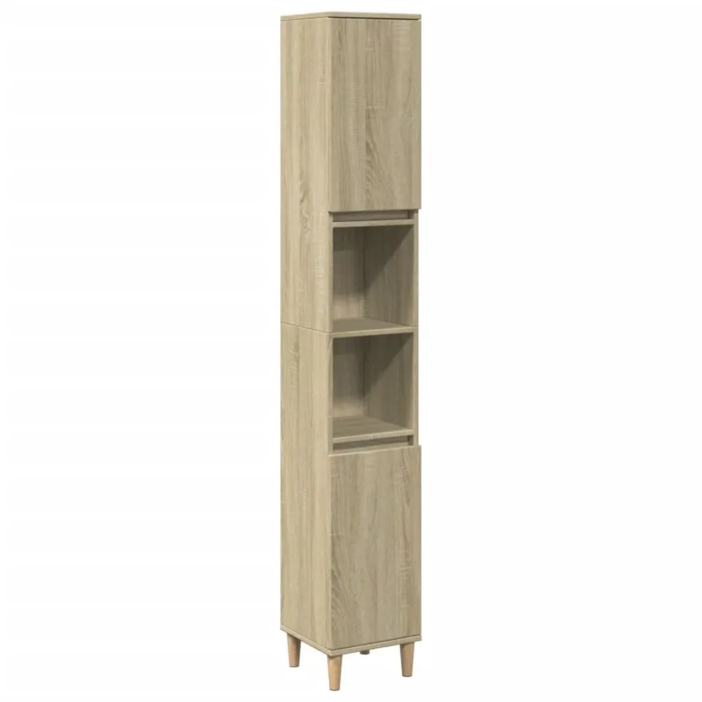 Bathroom Cabinet Engineered Wood 30x30x190cm Brown Sonoma Oak