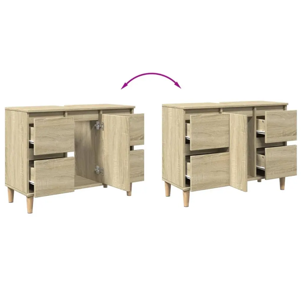 Brown Bathroom Sink Cabinet Vanity Unit with Drawers