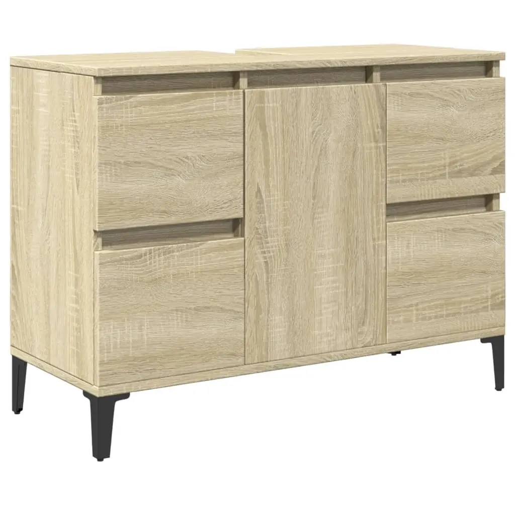 Brown Vanity Unit with Storage Drawers and Door Compartment