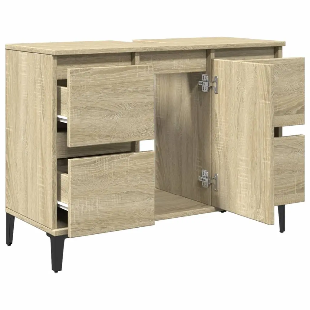 Brown Vanity Unit with Storage Drawers and Door Compartment