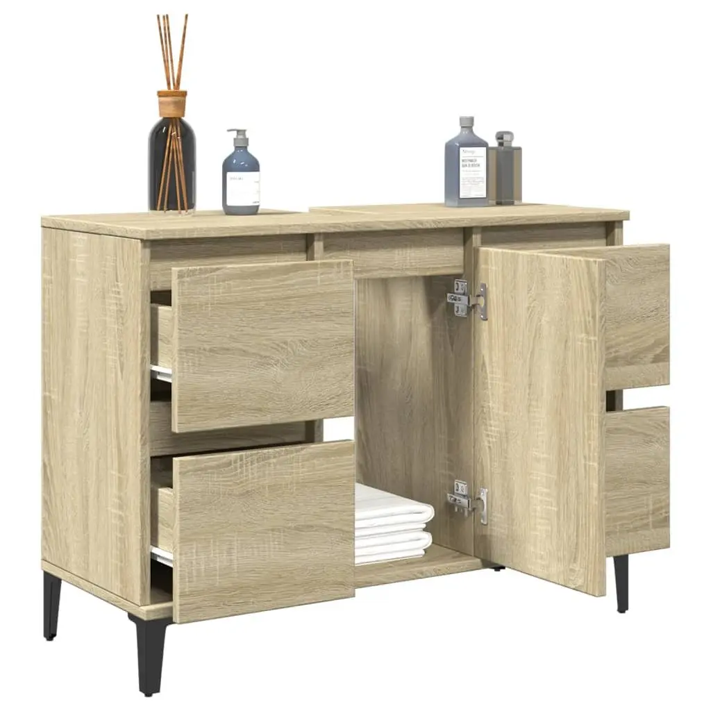 Brown Vanity Unit with Storage Drawers and Door Compartment