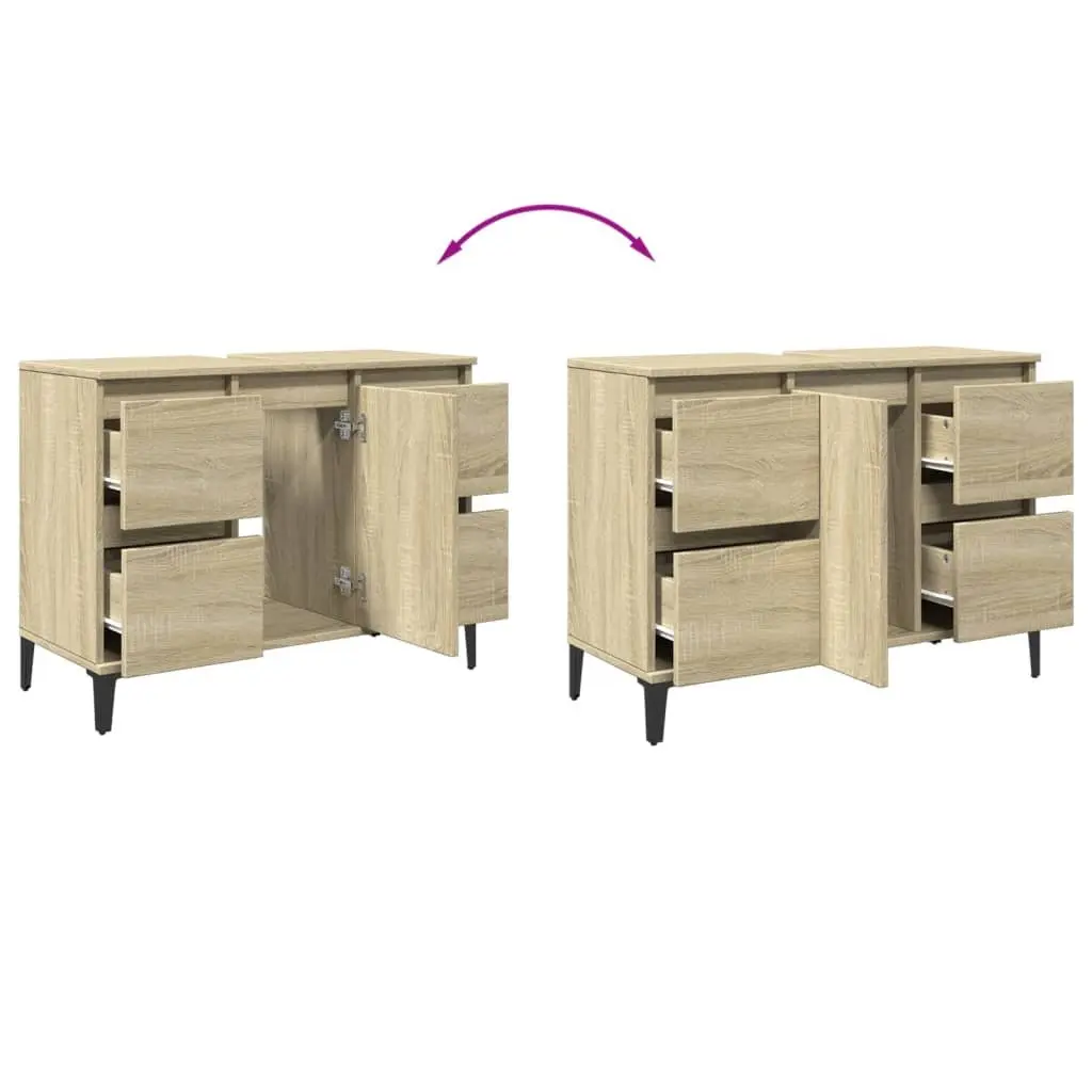 Brown Vanity Unit with Storage Drawers and Door Compartment