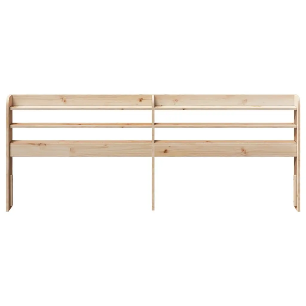 Brown Pine Headboard with Storage Shelves 180 cm