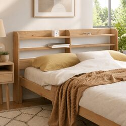 Stylish Freestanding Pine Wood Headboard with Storage