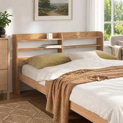 Stylish Freestanding Headboard with Storage Shelves