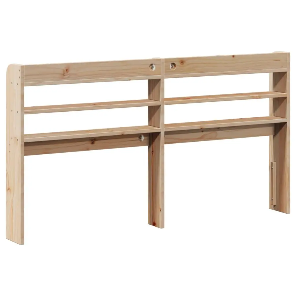 Solid Wood Pine Headboard with Storage Shelves 135cm