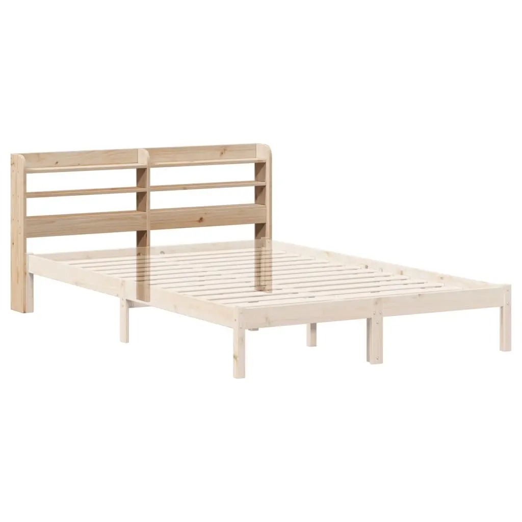 Solid Wood Pine Headboard with Storage Shelves 135cm