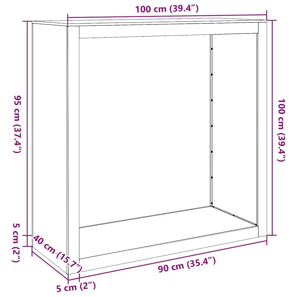 Firewood Rack Galvanised Steel 100x40x100cm Grey