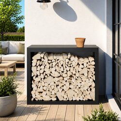 Heavy Duty Black Steel Firewood Rack for Log Storage