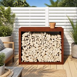 Weathering Steel Firewood Rack for Organized Log Storage