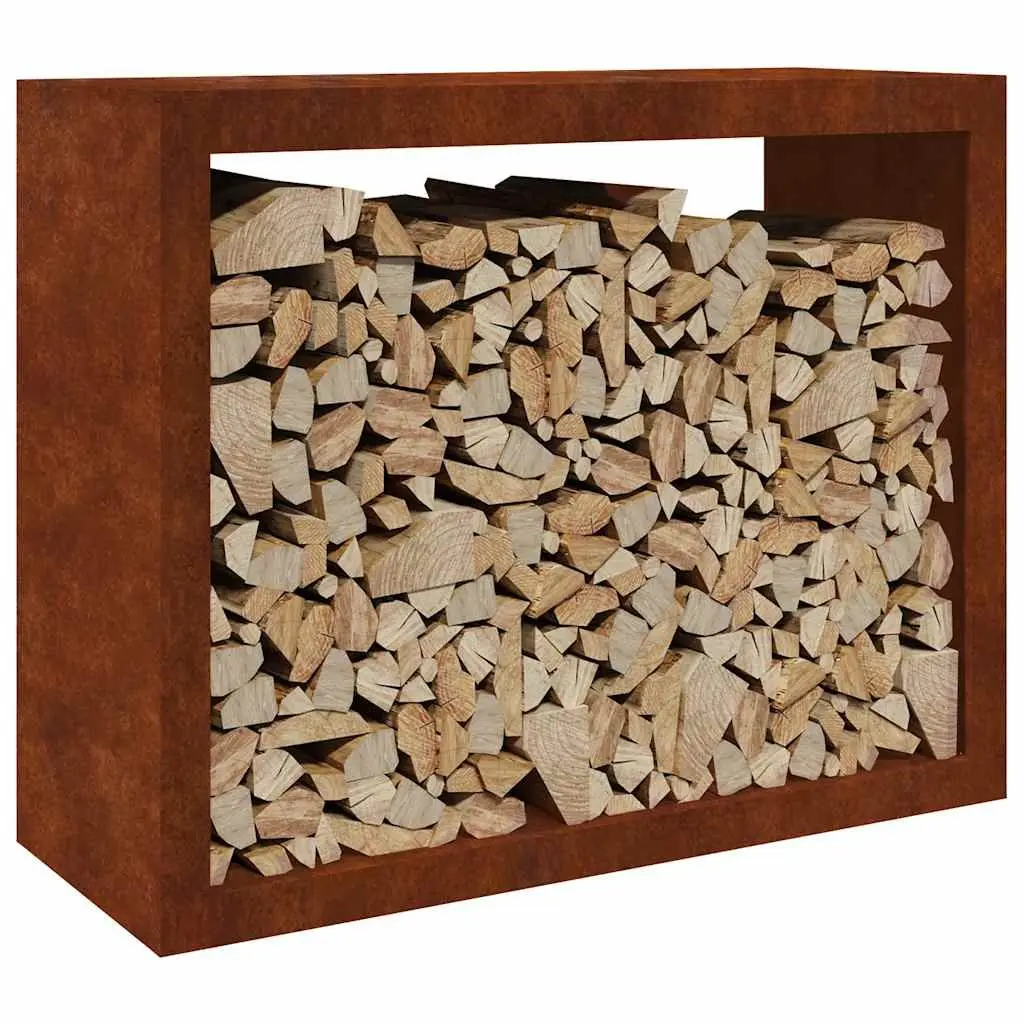 Firewood Rack Weathering Steel Brown 100 x 40 x 80 cm