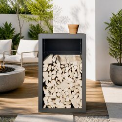 Durable Steel Log Holder for Firewood Storage 60x40x100cm