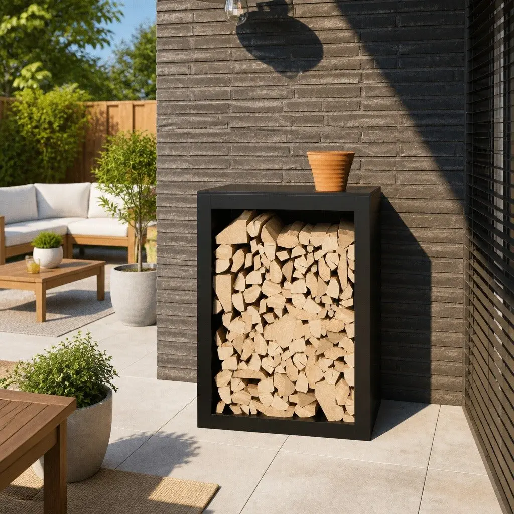 Firewood Rack Steel 60 x 40 x 80 cm Black
