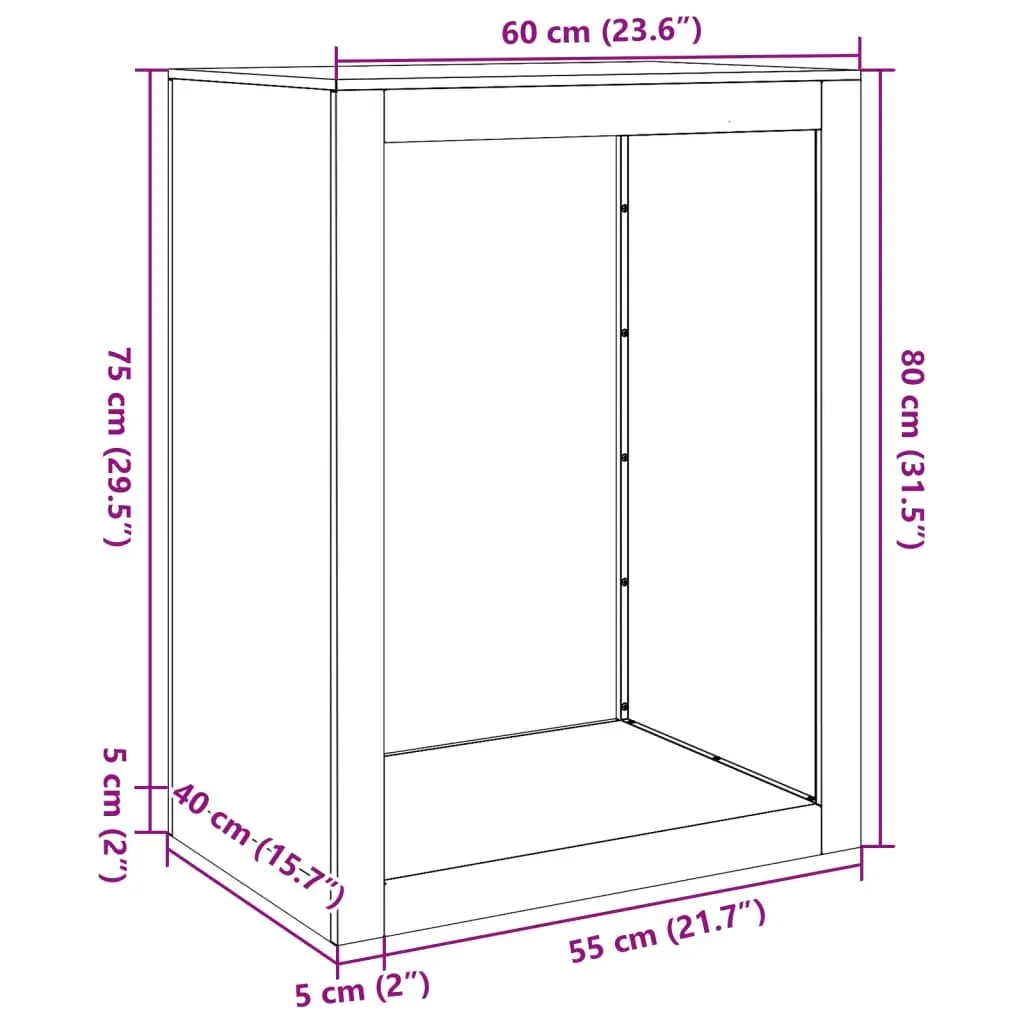Firewood Rack Steel 60 x 40 x 80 cm Black