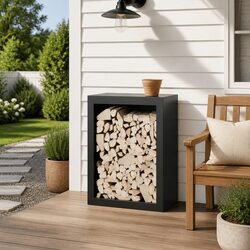 Durable Anthracite Steel Firewood Rack 60x40x80cm