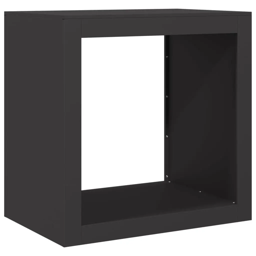 Firewood Storage Stand Steel Black Outdoor Log Holder 60x40x60cm