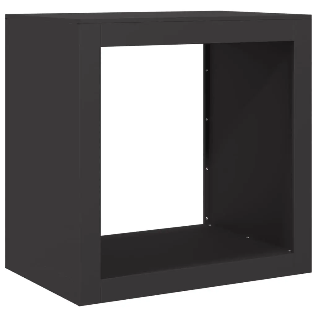 Firewood Storage Stand Steel Black Outdoor Log Holder 60x40x60cm