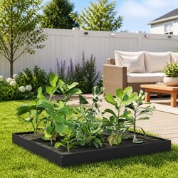 Raised Garden Bed Anthracite Steel 100x100x18.5cm Outdoor Planter Box