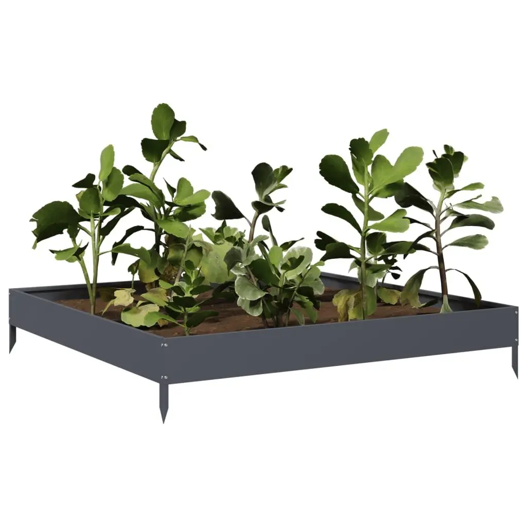 Raised Bed Planter Anthracite Steel 100x100x18.5cm Outdoor Garden Box