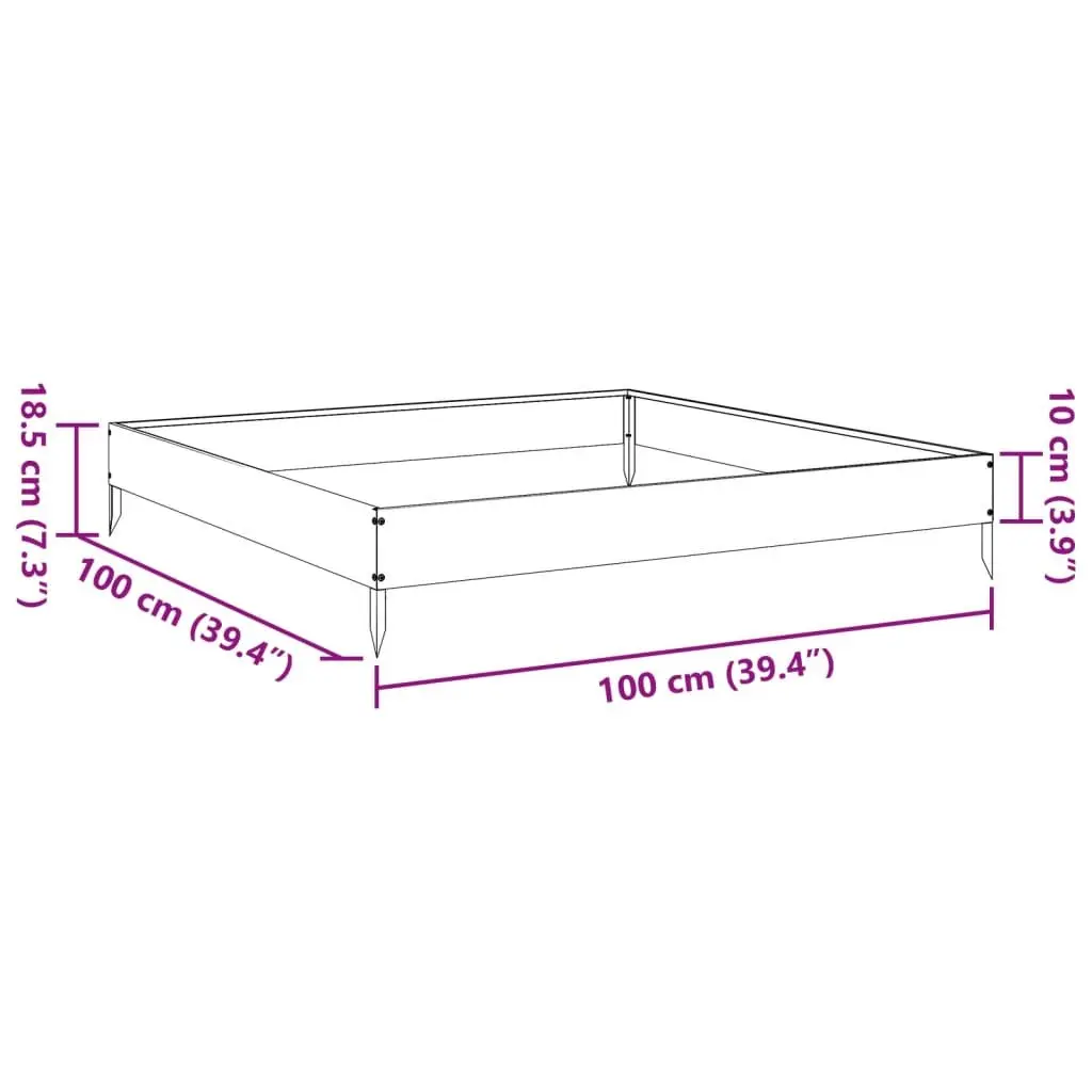 Raised Bed Planter Anthracite Steel 100x100x18.5cm Outdoor Garden Box