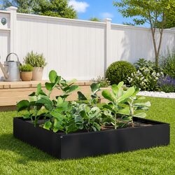 Durable Black Steel Raised Garden Bed for Outdoor Use