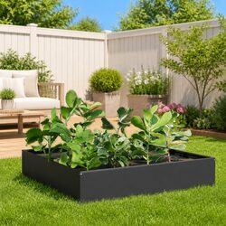 Durable Steel Raised Garden Bed in Anthracite 100x100x33.5cm