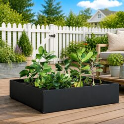 Durable Anthracite Steel Raised Garden Bed 100x100x41 cm