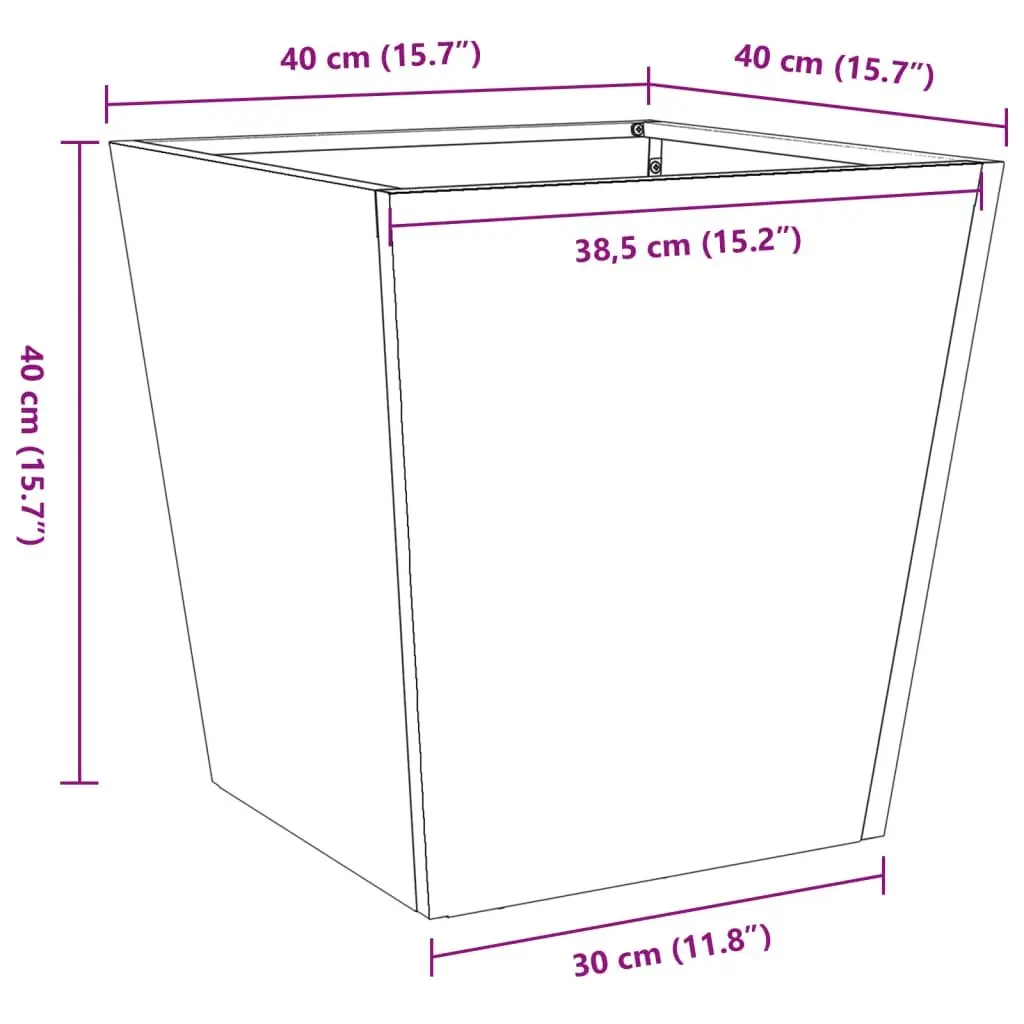 Anthracite Steel Garden Planter Box 40x40x40 cm