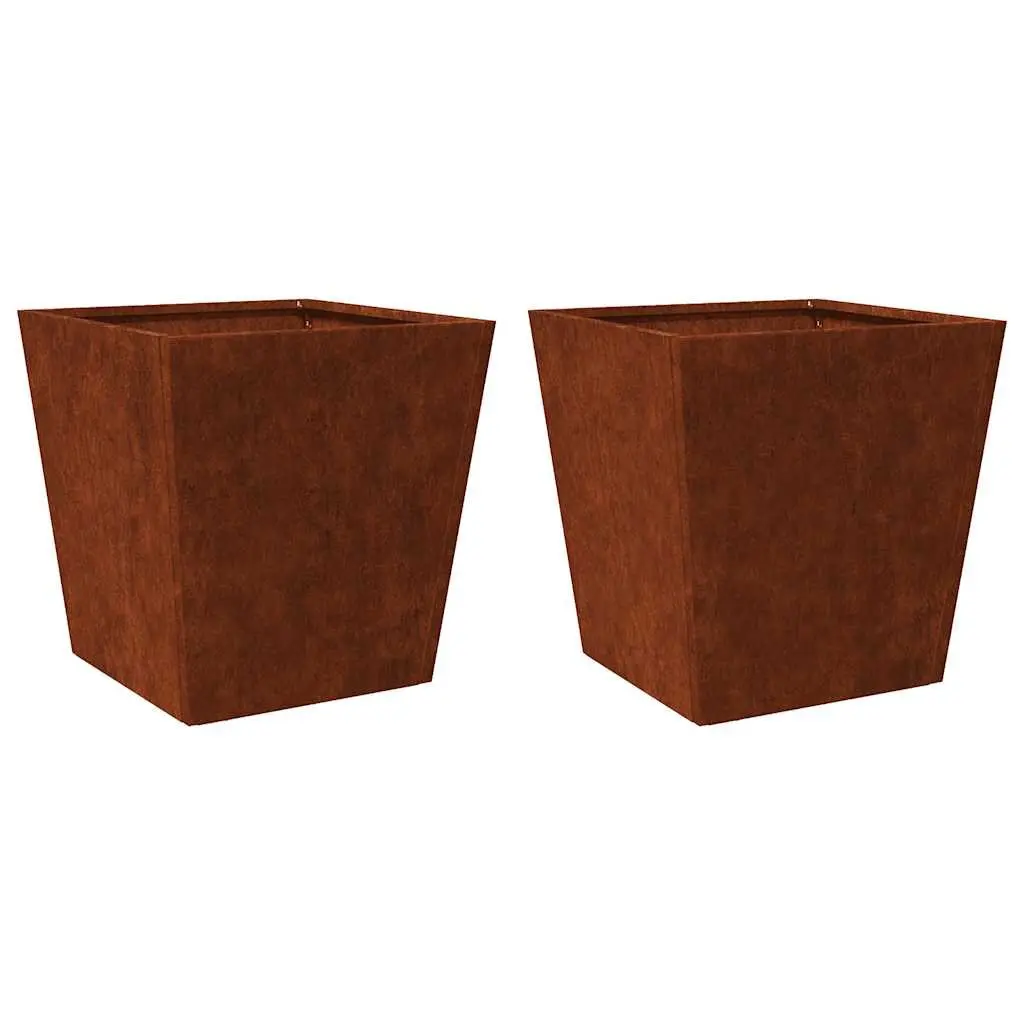 Garden Planters Weathering Steel 40x40x40cm Silver 2 Piece