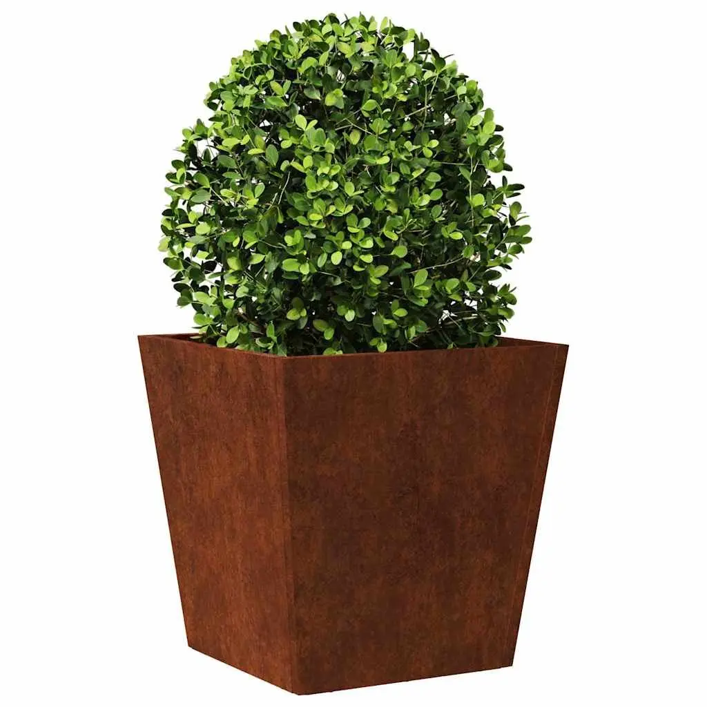 Garden Planters Weathering Steel 40x40x40cm Silver 2 Piece