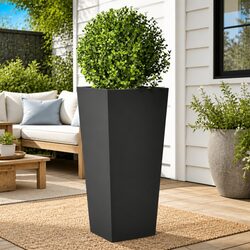 Durable Black Steel Garden Planters Set of 2