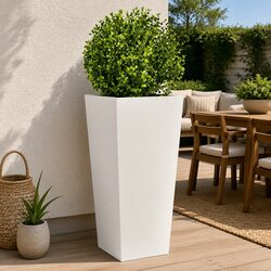 Durable Steel Garden Planters 2 pcs White 35x35x75 cm