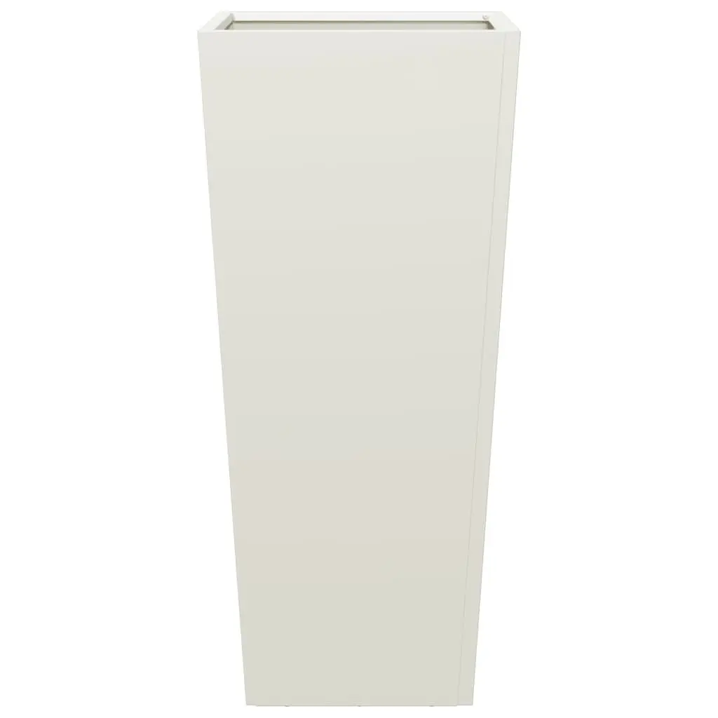 Garden Planters Steel 35x35x75 cm White 2 Piece Outdoor Pots Flowers Plants Decor
