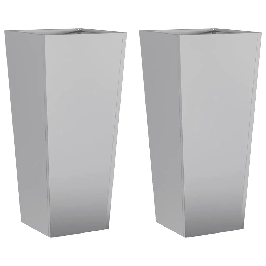 Garden Planters Galvanised Steel 35x35x75 cm Silver