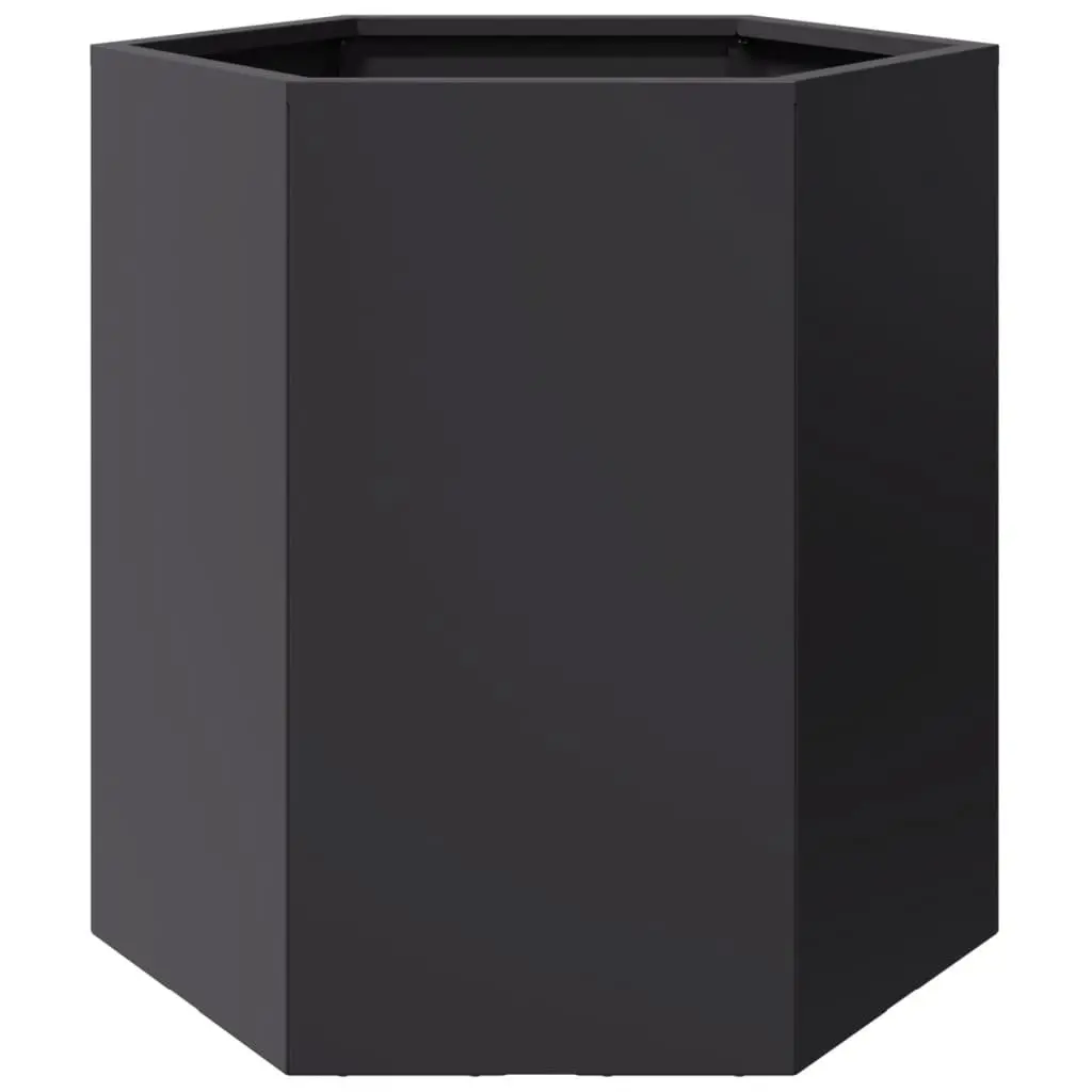 Garden Planters Steel 46x40x45 cm Black Hexagon 2 pcs Raised Outdoor Flower Pot