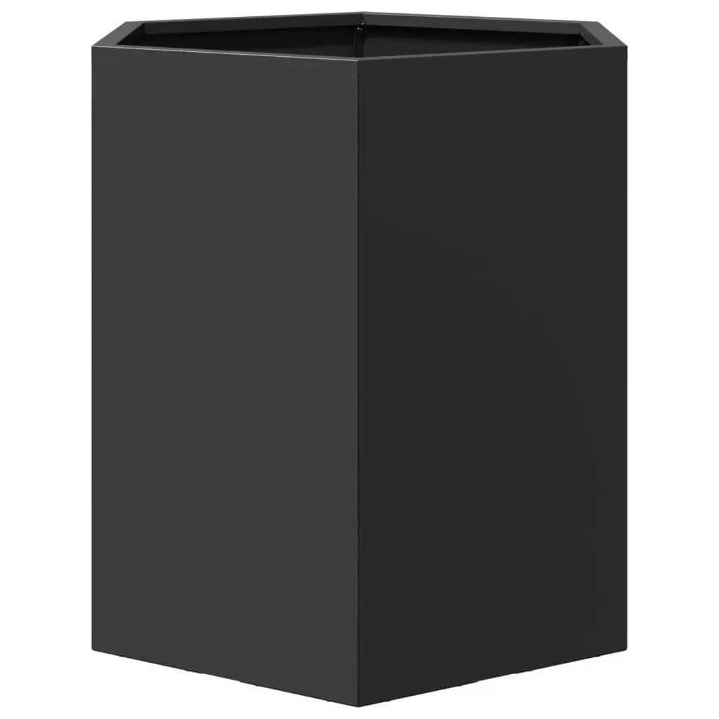Garden Planters Steel 46x40x45 cm Black Hexagon 2 pcs Raised Outdoor Flower Pot