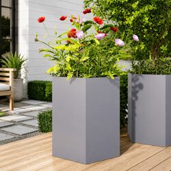 Durable Galvanized Steel Hexagon Garden Planters 2 pcs