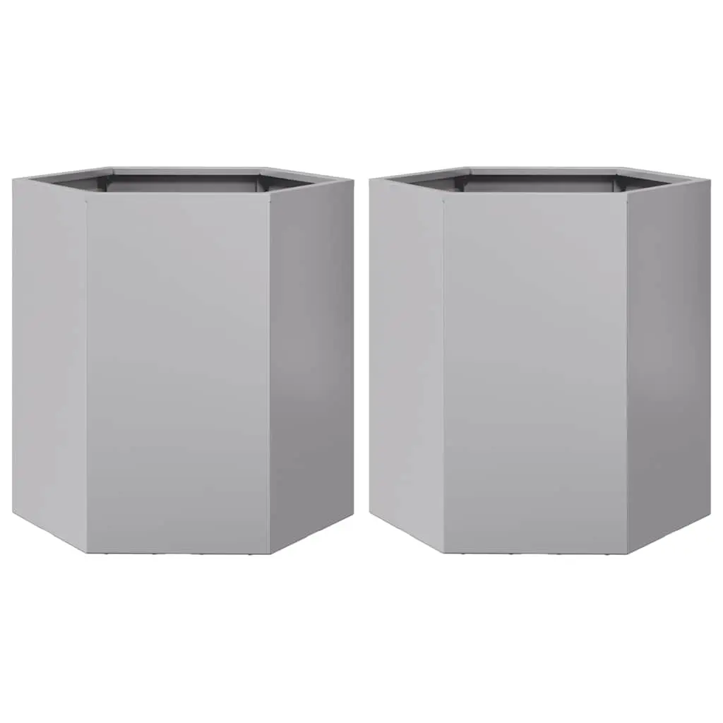 Galvanized Steel Hexagon Garden Planters 2 pcs