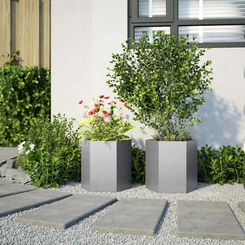 Galvanized Steel Hexagon Garden Planters 2 pcs