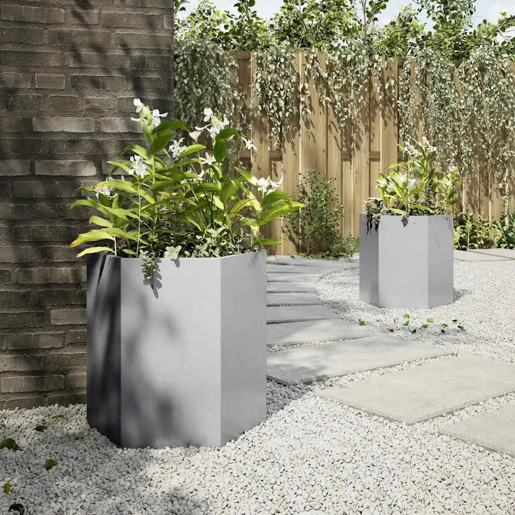 Galvanized Steel Hexagon Garden Planters 2 pcs
