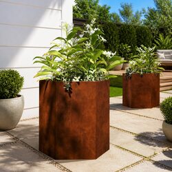 Hexagon Garden Planters 2 pcs 46x40x45 cm Weathering Steel