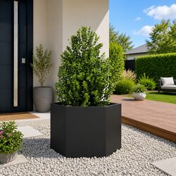 Durable Hexagonal Black Steel Garden Planter 69x60x45cm