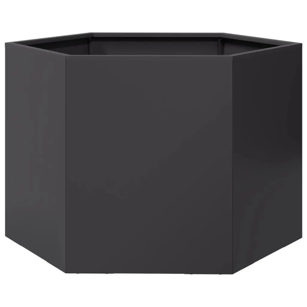Garden Planter Steel Hexagon 69x60x45cm Black