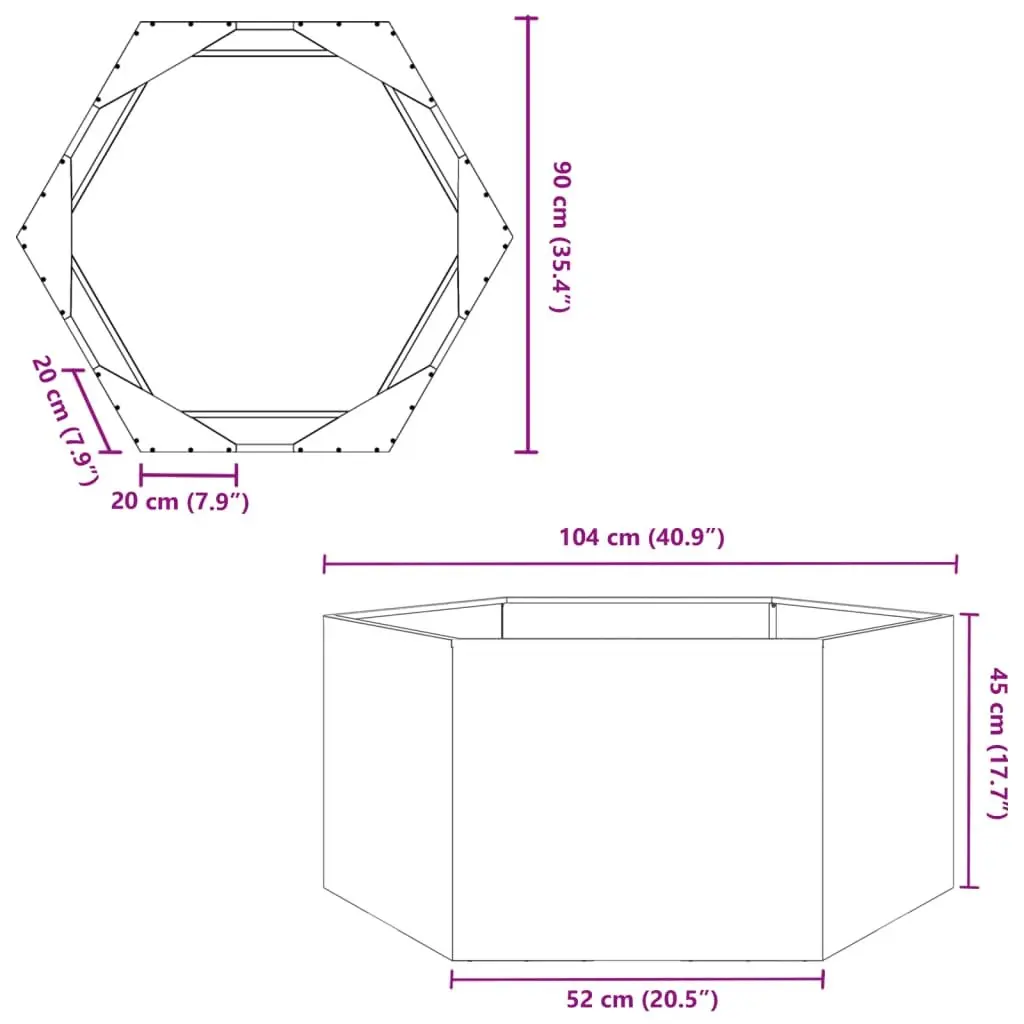 Garden Planter Hexagon Black Raised Bed Outdoor Flowers Plants Vegetables Herbs