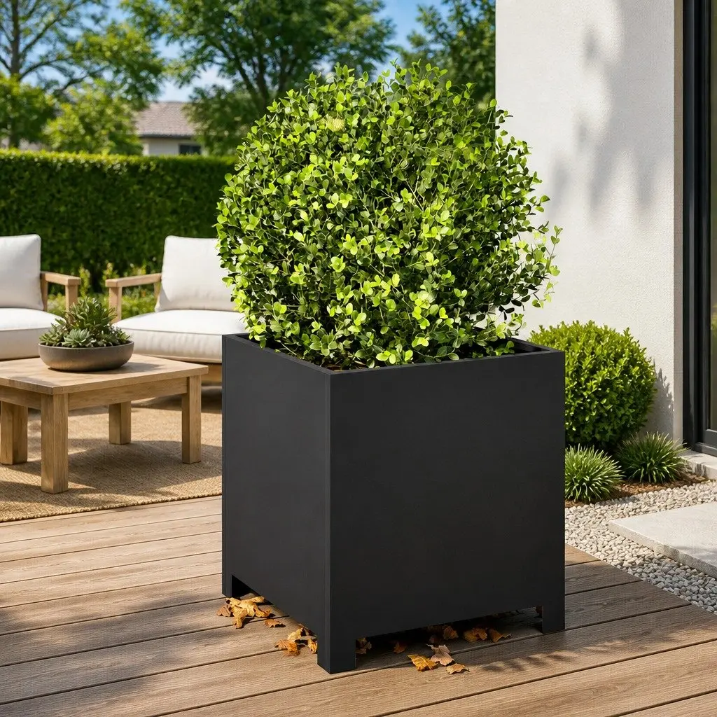 Garden Planters Steel 40x40x40 cm Black 2 Piece